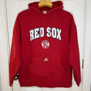 Vintage Boston Red Sox Adidas Red White Hoodie Sweatshirt Size 2XL